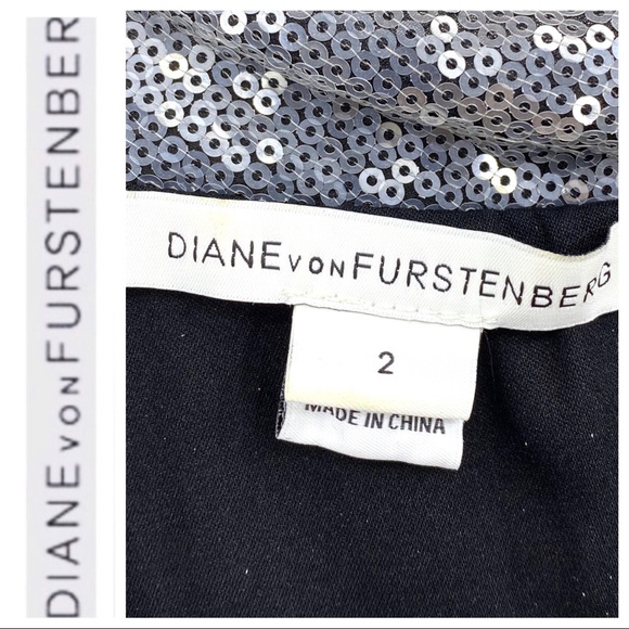 💕SALE💕Diane Von Furstenberg Silver Sequins Dress - Picture 11 of 14